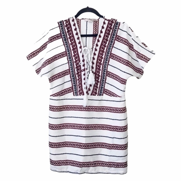 Forever 21 White Red Stripe Beach Cover Up Dress - Picture 1 of 5